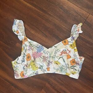 Womens floral bikini top bouncy straps white bikini top with flowers